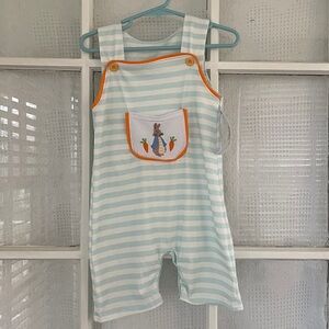 Peter Rabbit Romper Baby Boy Toddler 2T Embroidered Cotton One Piece NWT Easter